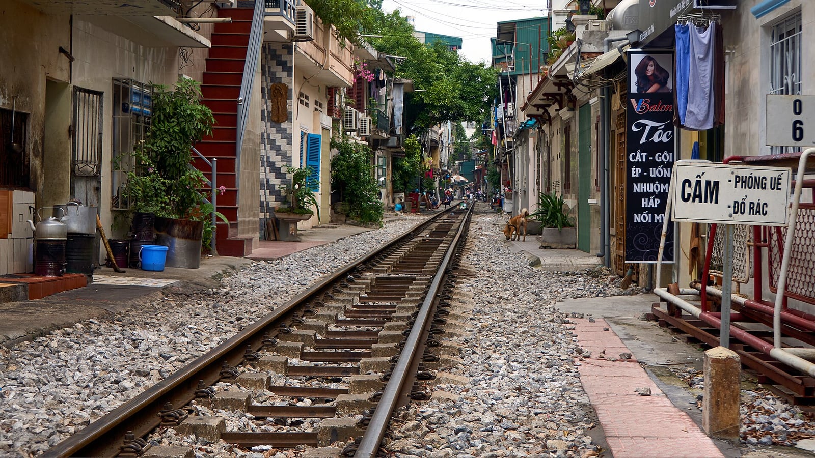 Homes along the rails on the train street