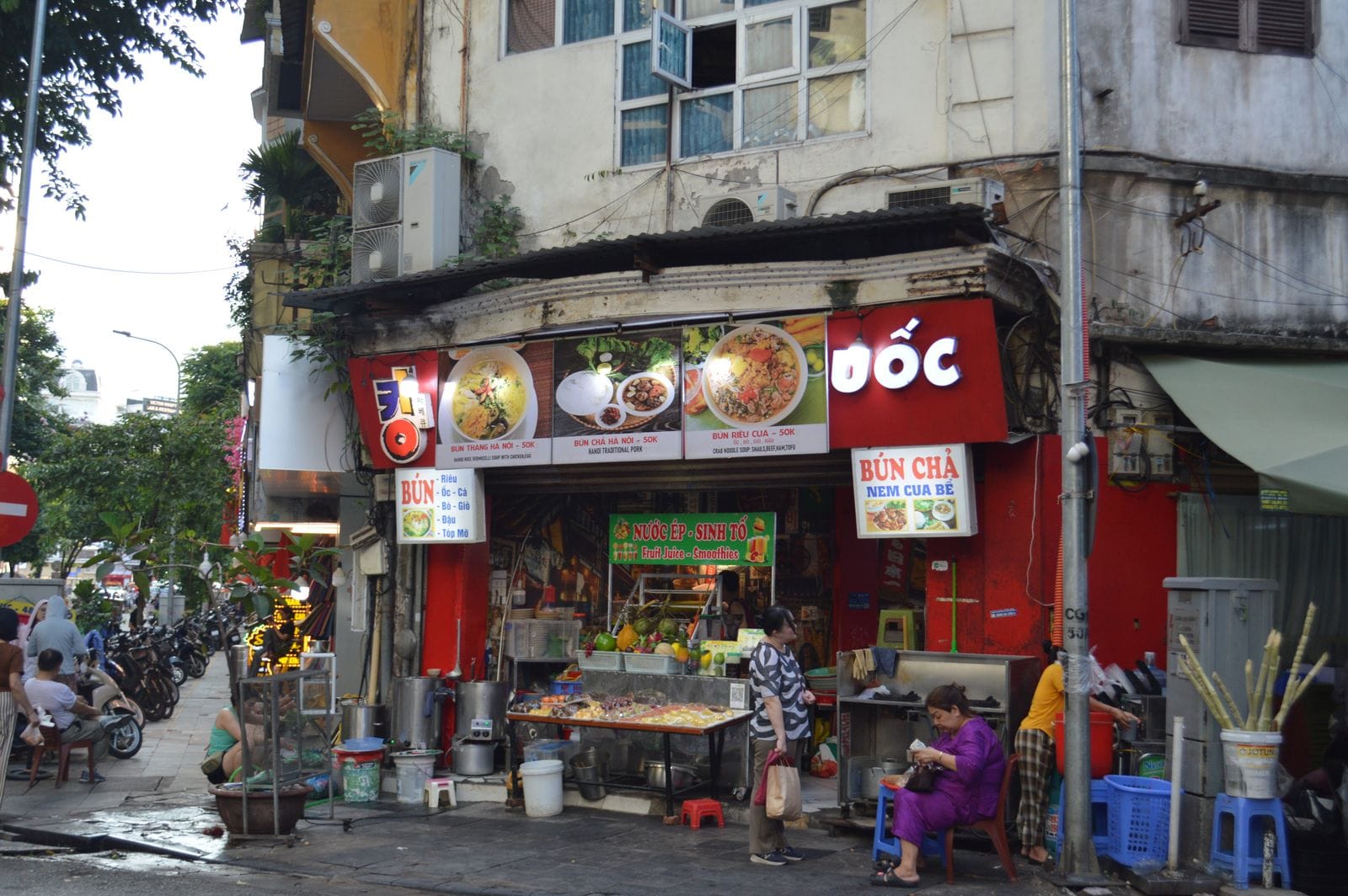 A grill stall cooking in the evening
